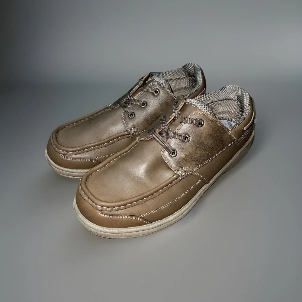 Mens Orthofeet Baton Orthotic Therapeutic Brown Leather Moc Boat Shoes 10 2E EE